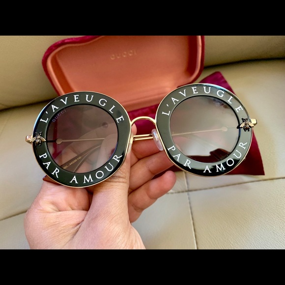 x sold xGucci round L'Aveugle Par Amour sunglasses - Picture 3 of 8
